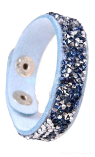 Kožený náramek s kamínky modrý