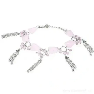 Módní náramek s řetízky růžový 01