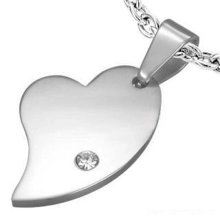 Přívěsek ocel srdce s kamínkem 90