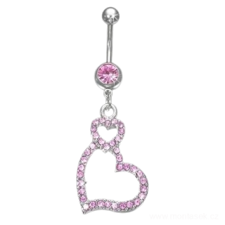 Piercing ocel růžové srdce 11