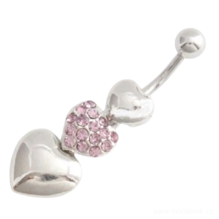 Piercing ocel růžové srdce 840