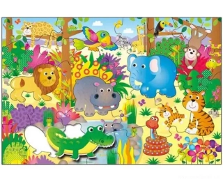 Velké podlahové puzzle – zvířátka v džungli