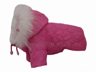 Bunda pro psa zimní růžová prošívaná 34,5cm